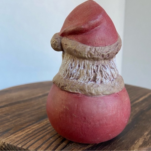 Vintage Santa Ornament Christmas St Nick Flat Bottom Shelf Decor Made In Taiwan - Picture 3 of 8